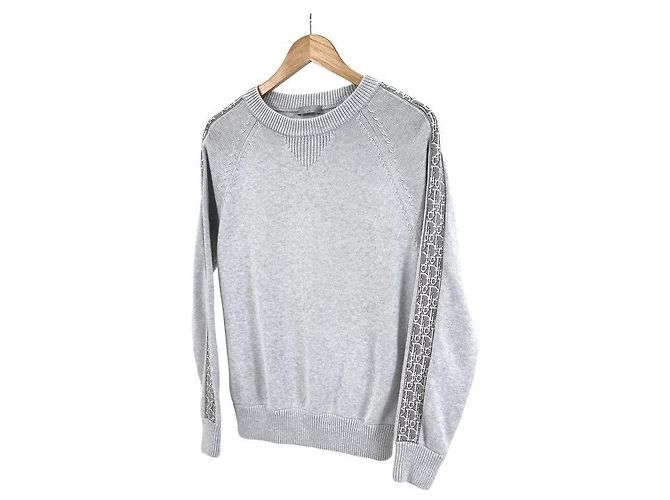 Oblique Dior Jacquard-Strickpullover für Herren mit schräger Borte, hellgrau Braun 