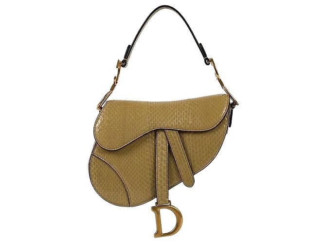 Dior Mini borsa Saddle in pelle di lucertola Gialla Giallo