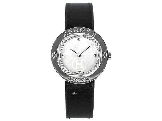 Hermès Quartz Watch Silver Leather Silvery 