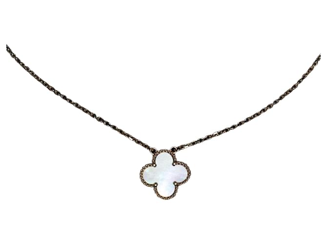 Van Cleef & Arpels Vintage Alhambra Necklace Yellow Gold Mother of Pearl White 