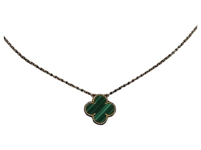 Van Cleef & Arpels Alhambra Vintage-Halskette aus Malachit und Gelbgold 