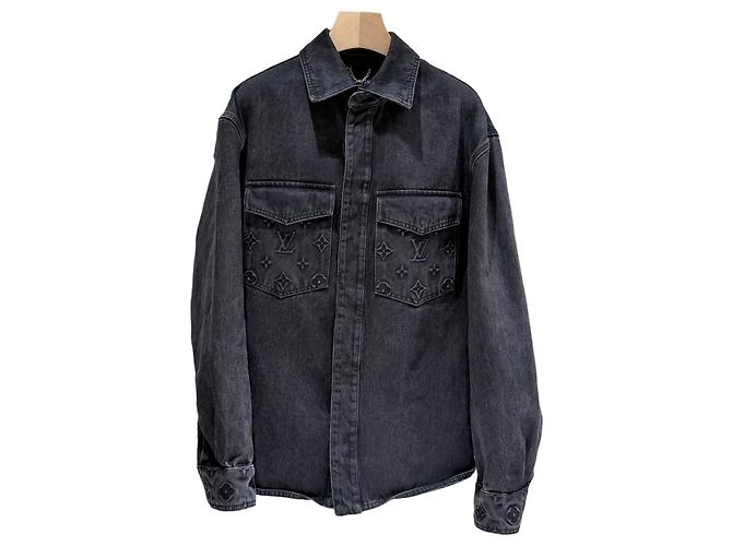 Louis Vuitton Monogram Denim Workwear Black Shirt Jacket