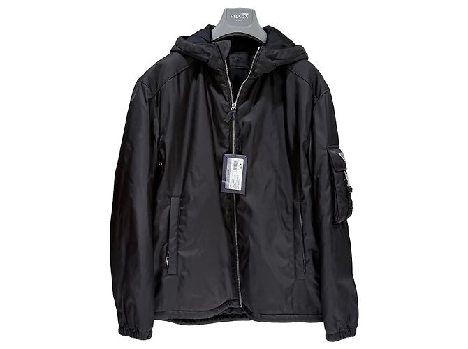 Prada Triangle Logo Nylon Bomber Jacket Black