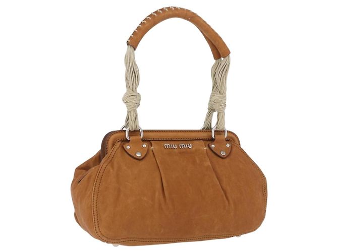 Miu Miu Handtasche Leder Braun Silber Auth 198523A
