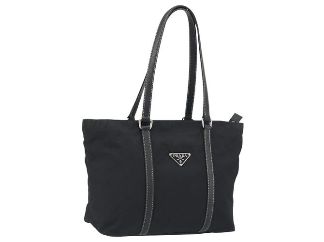 Borsa a mano PRADA Pocono Nylon Pelle Black Silver Auth mr2838 Nero Argento