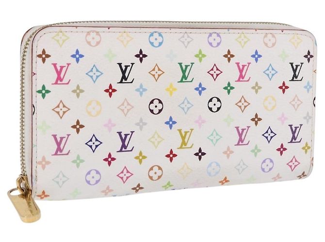LOUIS VUITTON Monogram Multicolor Zippy Wallet White Orange M60241 Auth BA14910V