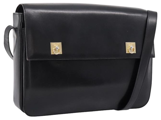 Céline Borsa a tracolla CELINE in pelle nera e oro Auth mr2828 Nero D'oro