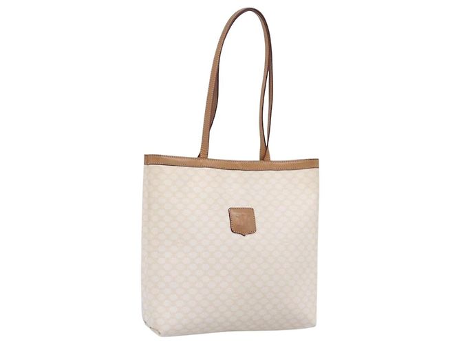 Céline Bolsa Tote CELINE Macadam PVC Couro Branco Bege Auth 198626
