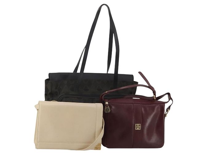 GIVENCHY Schultertasche Leder 3er Set Beige Schwarz Rot Auth bs36160