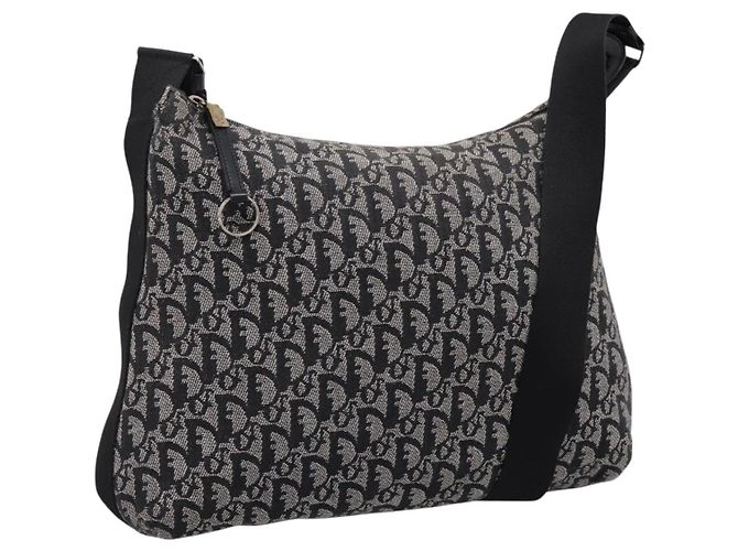 Borsa a tracolla Christian Dior Trotter Canvas Navy Silver Auth 198263 Argento Blu navy