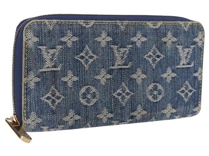 LOUIS VUITTON Monogram Denim Zippy Wallet Blue M95342 LV Auth 198787V