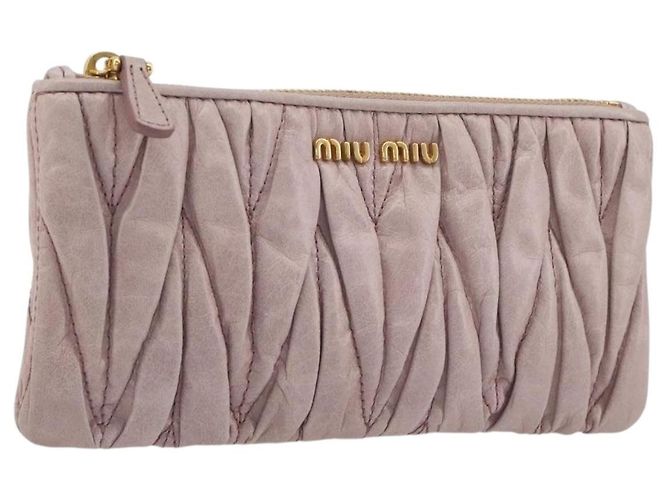 Pouch Miu Miu in pelle rosa oro Auth 196689A D'oro