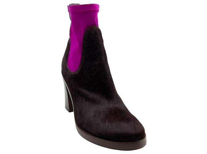Acne Studios Botas sock booties em pelo de vitela castanho / fúcsia