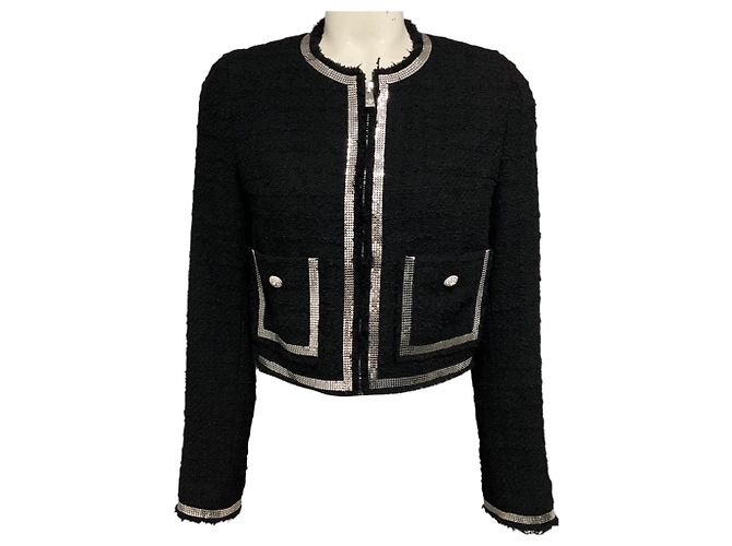Versace Black Heritage Tweed Cardigan Jacket
