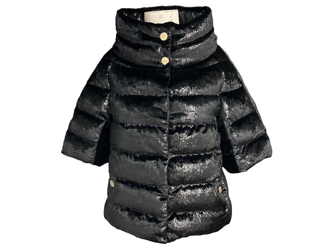 Herno Kurz-Steppjacke aus Daunen und Samt in Schwarz mit Lurex-Glanz