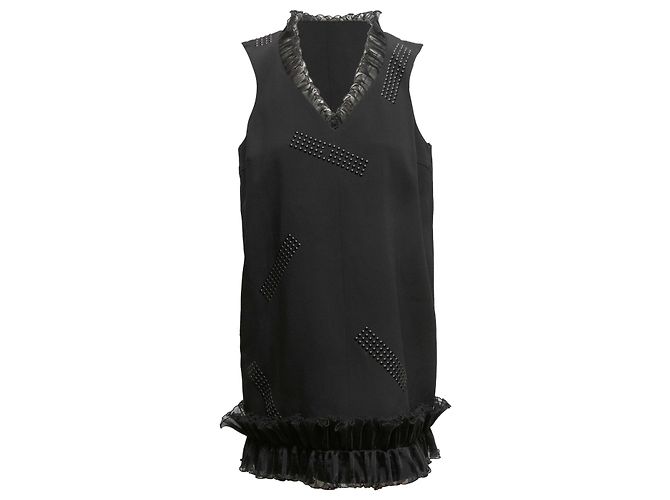 Ärmelloses Kleid mit Rüschen in Schwarz von Christopher Kane Größe US 10