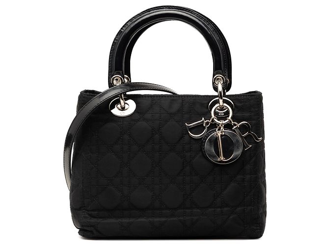 Borsa Lady Dior Medium in nylon Cannage nero