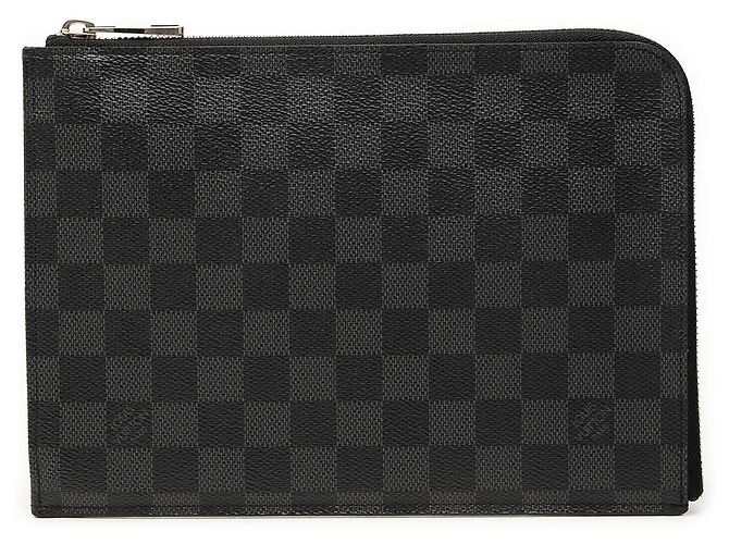 Louis Vuitton Damier Graphite Pochette Jour PM Clutch Bag Schwarz
