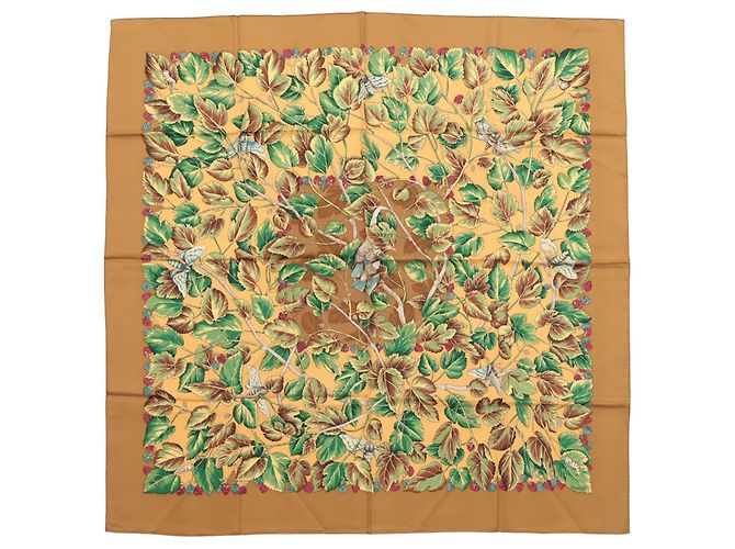 Foulard di seta Hermès L Arbre de Soie 90 Marrone