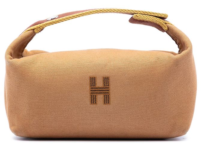 Funda Hermès Small Toile Bride A Brac Marrón Castaño
