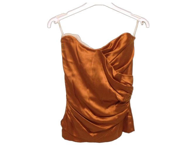 Patrizia Pepe trägerloses gerafftes Top Orange