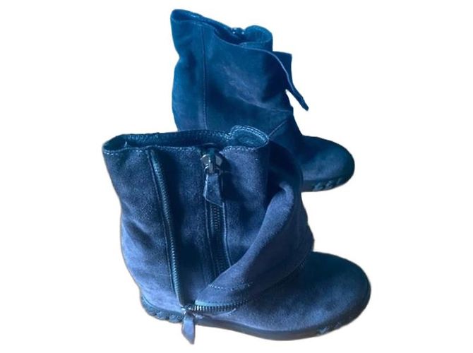 Casadei navy grey suede ankle boots