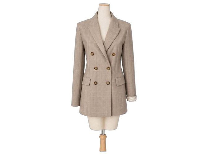Maje beige checkered blazer