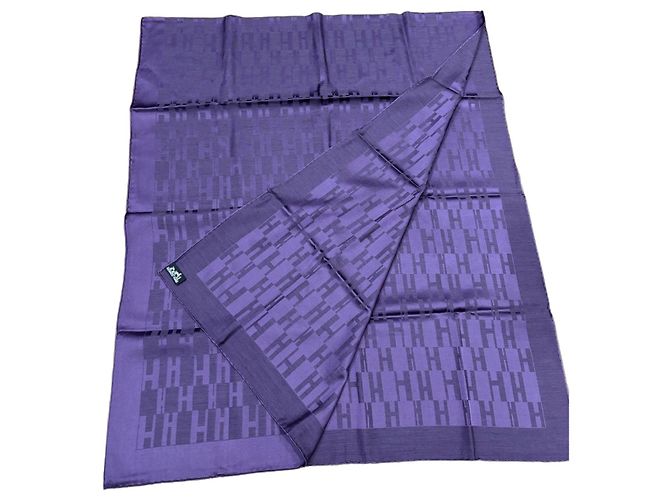 Lenço Hermès de seda e lã Roxo