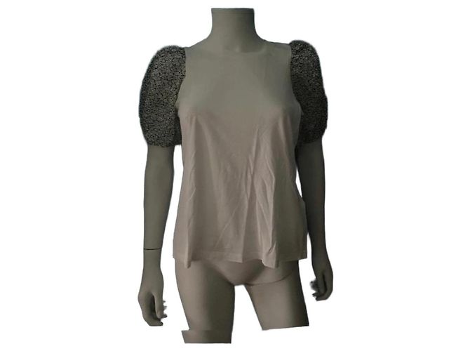 Maje T-shirt bianca con maniche a sbuffo Bianco