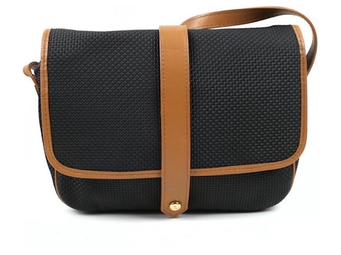 Sac Yves Saint Laurent en cuir et tissu noir Marron 