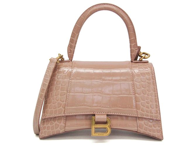 Balenciaga Hourglass Crocodile Embossed Medium Rosa