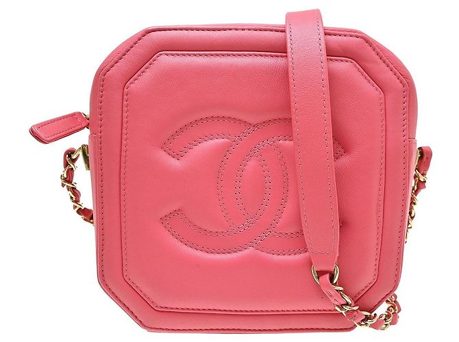 Chanel Timeless CC Octagon Camera Case Quilted Lambskin Mini Rose
