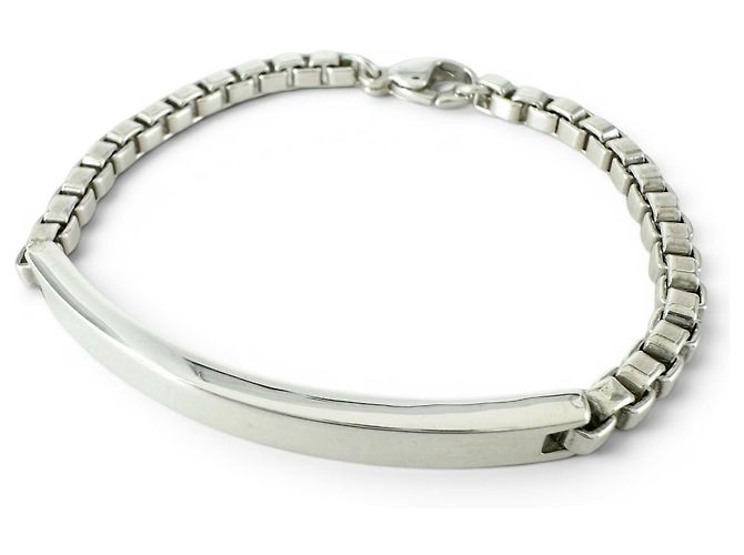 Tiffany & Co Pulsera de eslabones Venetian Link ID con dije Tiffany Plata