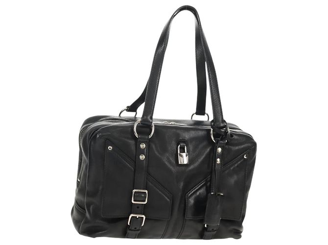 SAINT LAURENT Shoulder Bag Leather Black Silver 227747