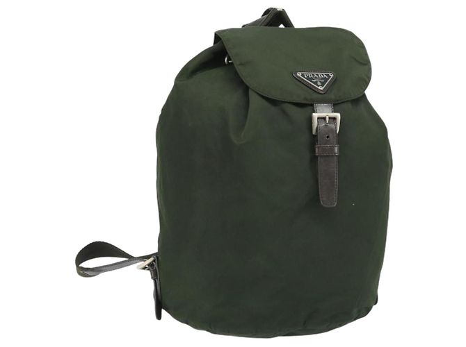 PRADA Backpack Nylon Khaki Silver