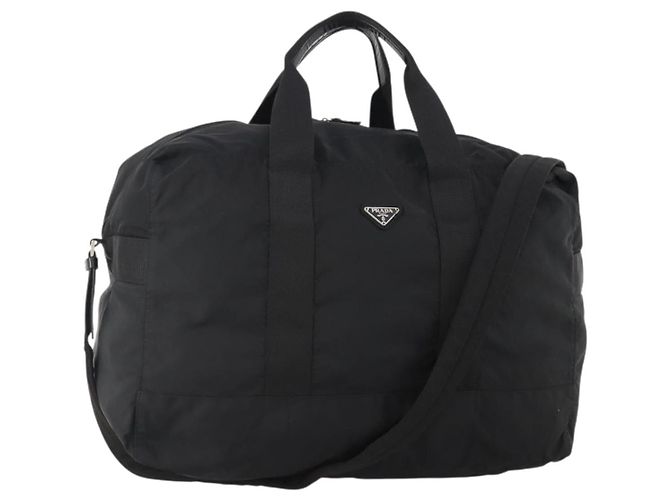 PRADA Bolsa Boston Nylon 2way Preta Prata