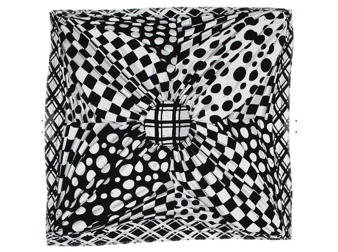 Cachecol de seda e lã Monogram Louis Vuitton Preto Branco