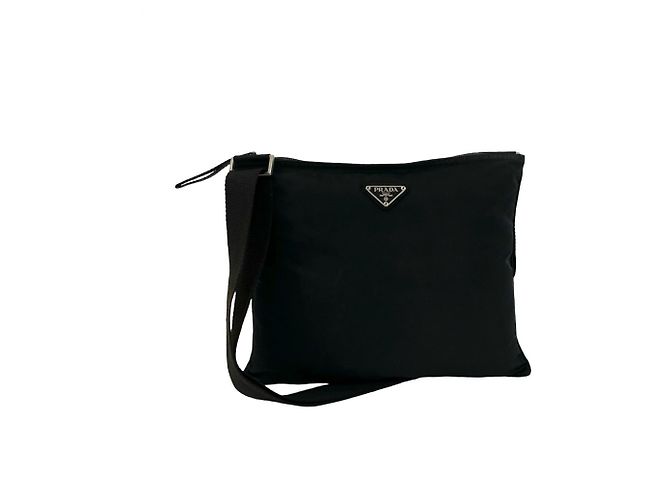Borsa a tracolla in nylon con logo triangolare Prada Nero