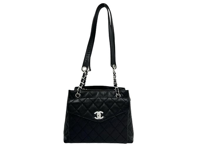 Borsa Tote Chanel Vintage Matelassé Coco Mark Nero