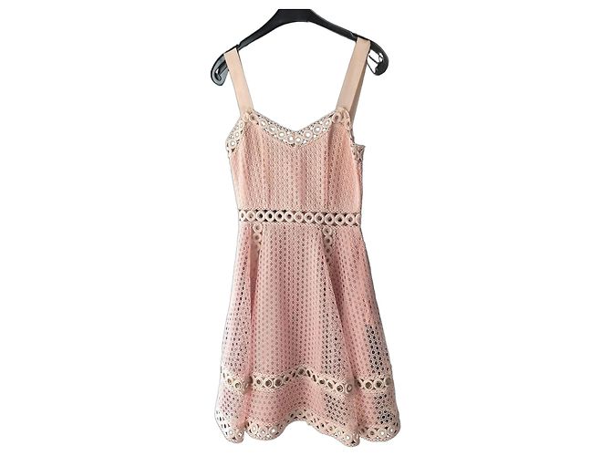 Maje pink openwork lace dress