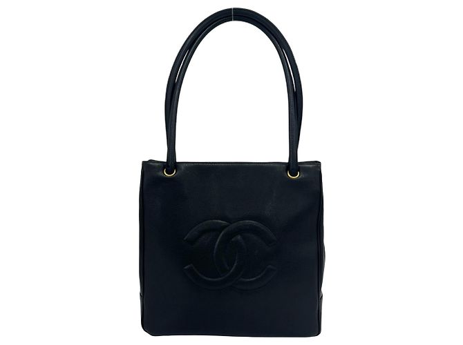 Timeless Chanel Vintage Coco Mark Tote Bag Schwarz