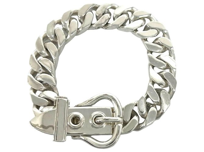 Hermès HERMES Vintage Boucles Sellier MM Bracelet Argento