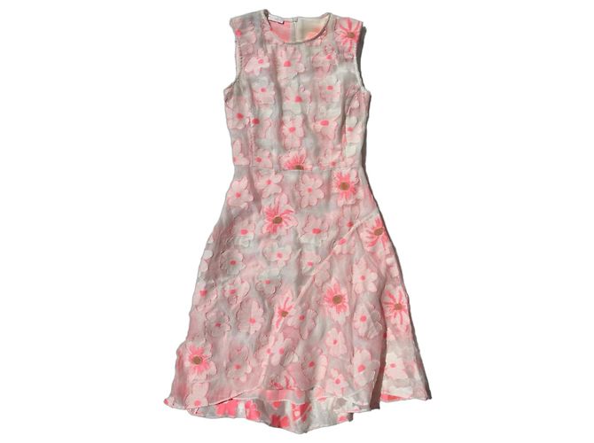 Chloé Damen Kleid mit Blumenmuster Pink Weiß