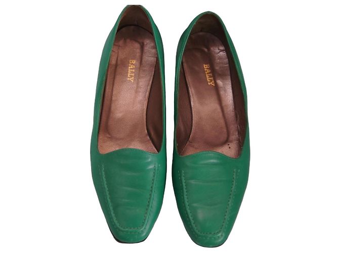 Bally grüne Leder-Ballerinas