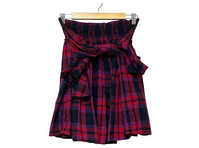 maje Check High Waist Flared Skirt