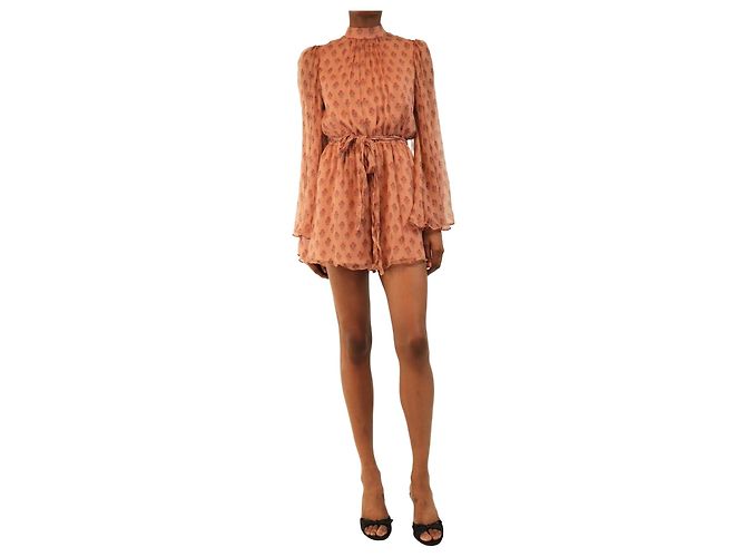 Zimmermann Seiden-Playsuit mit floralem Print in Altrosa - size S Pink