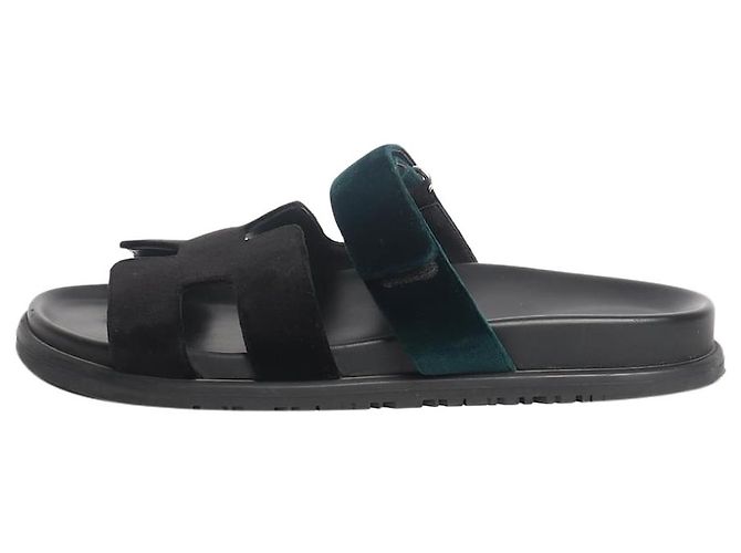 Hermès Black Chypre Samtsandalen - size EU 40 Schwarz