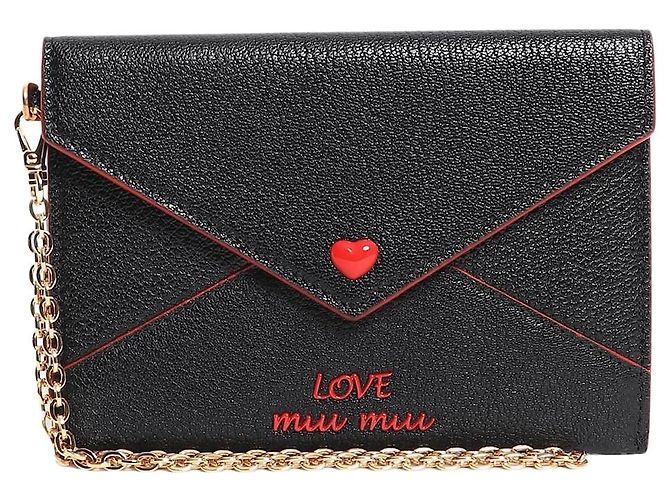 Miu Miu Black Madras love envelope wallet