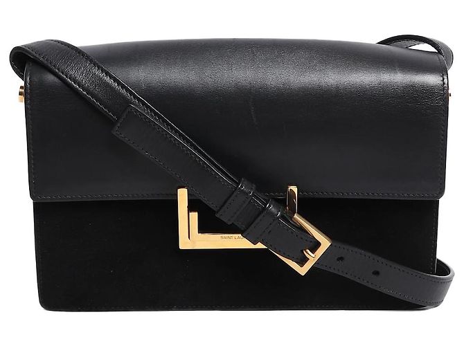 Saint Laurent Borsa Lulu in camoscio e pelle nera Nero