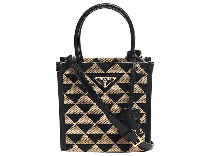 Prada Mini shopper Symbole nera e beige Nero 